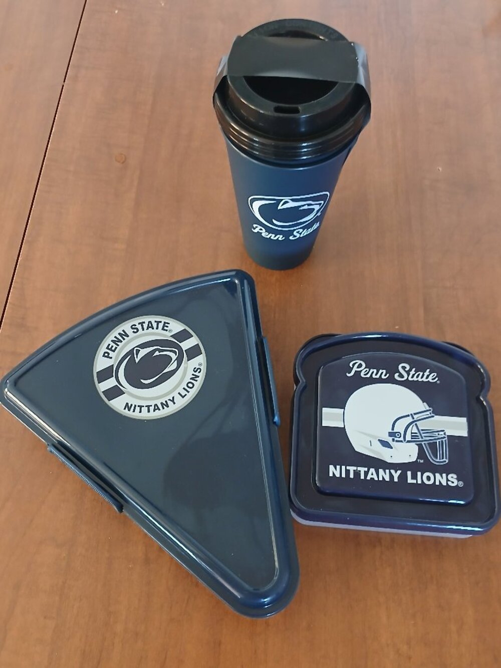 PSU Penn State Nittany Lions Tupperware Set & 2 Coffee Tumblers New